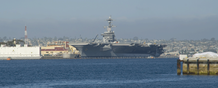 Battleship in San Diego Harbor