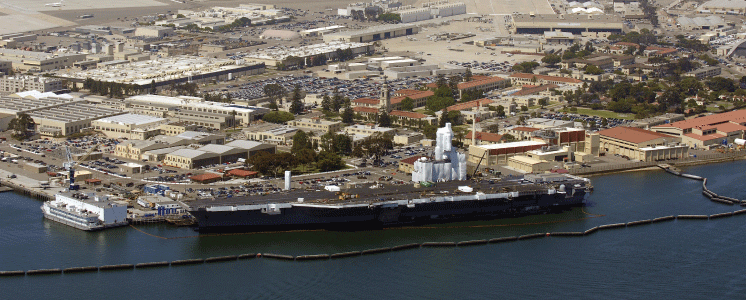 Overhead view of San Diego Naval Base