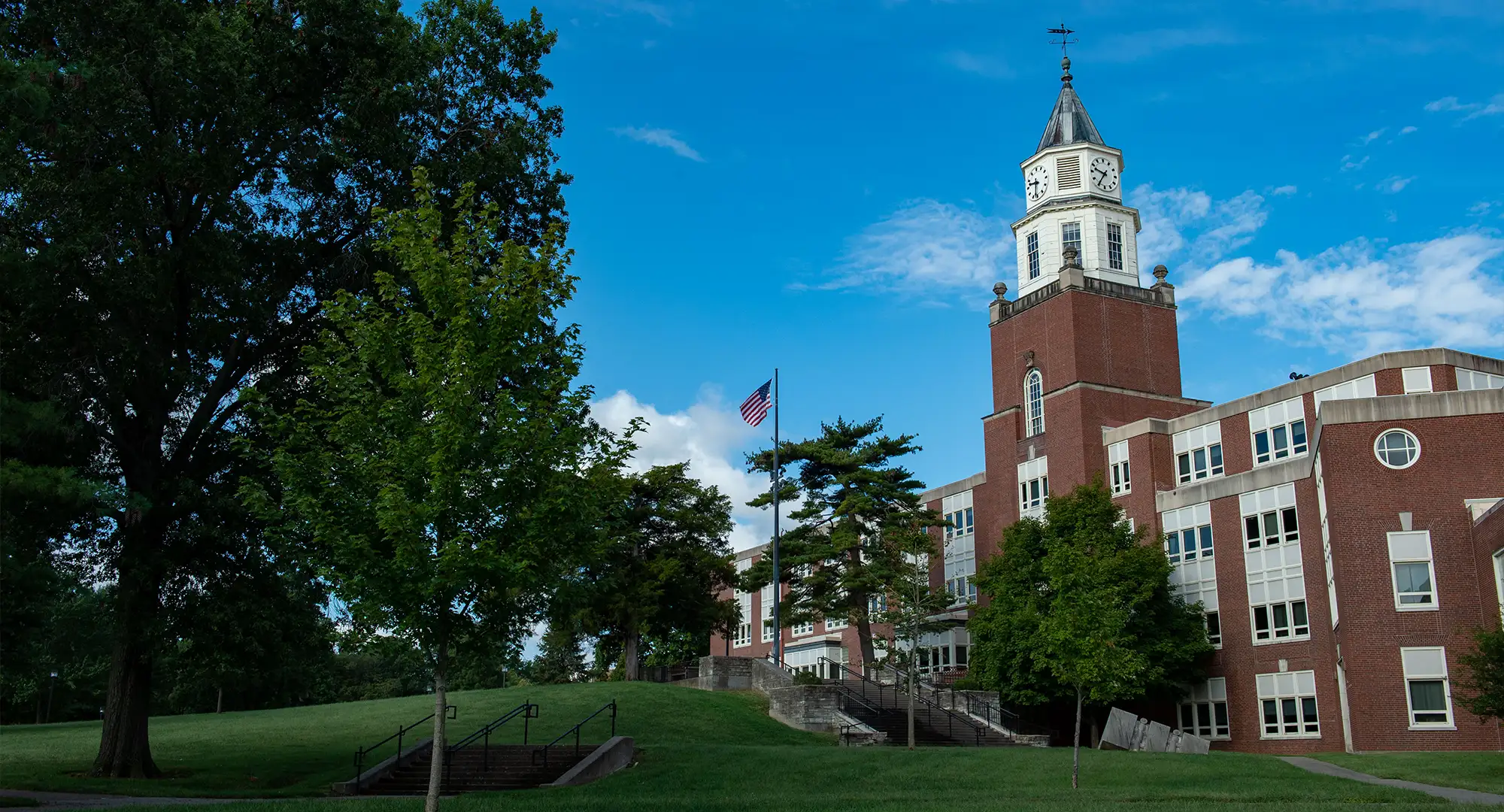 exterior photo of pulliam hall clocktower